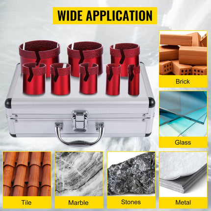 VEVOR Gatenzaagset 8 Pcs Diamond Hole Saw Set Drill Core Bits M14 φ20/25/32/35/40/50/60/68mm Quick Granite