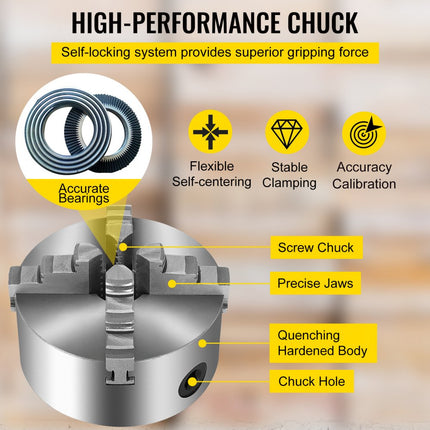 K12-125 5" 4 Jaw Lathe Chuck Reversible Jaw Milling Machine Semi-steel Cast Iron