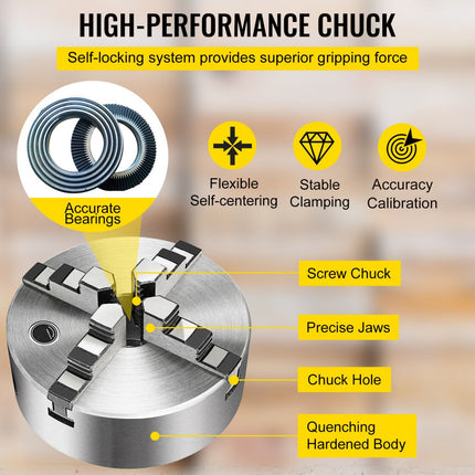 Lathe Chuck K12-160 160mm 4 Jaw Reversible Cast Iron 6 Inch Milling Machine