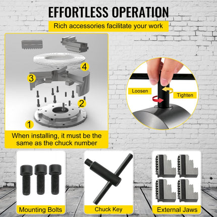 Lathe Chuck K12-160 160mm 4 Jaw Reversible Cast Iron 6 Inch Milling Machine