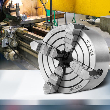 VEVOR Draaibank Chuck K72-125 5" 4 Kaak Onafhankelijke Kaak Effen Rug Externe Kaak Hout Draaien