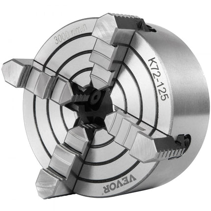 VEVOR Draaibank Chuck K72-125 5" 4 Kaak Onafhankelijke Kaak Effen Rug Externe Kaak Hout Draaien