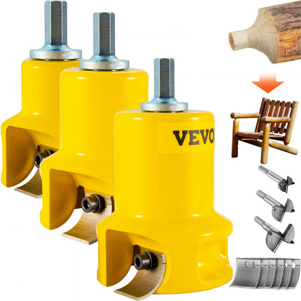 VEVOR pennenfrees Forstner boor 25,4 & 38 mm & 50,8 mm, 6 messen pennenfrees Forstner bit pennenfreesset voor balkenbedden, balustrades, balkenhekken, balkentafels enz. Forstner bit
