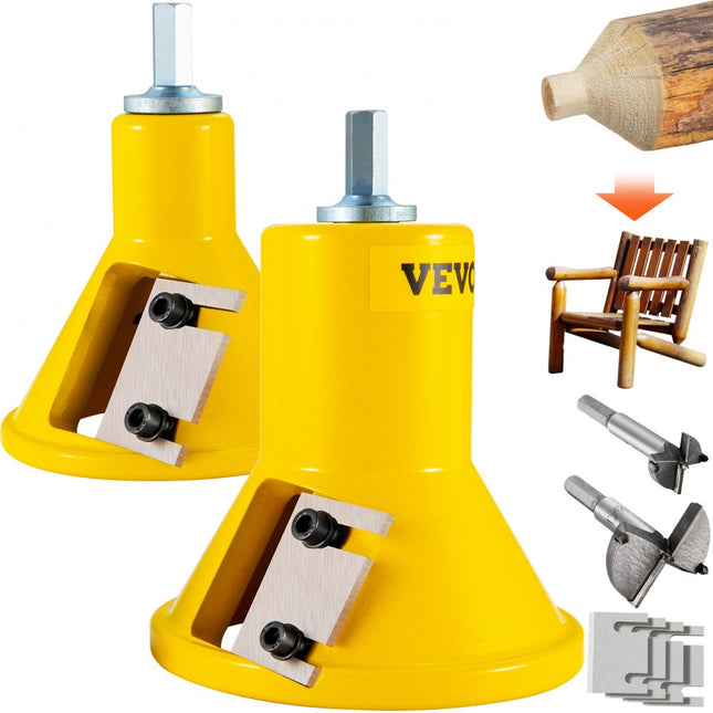 VEVOR pennenfrees Forstner boor 25,4 mm & 50,8 mm, 6 messen pennenfrees Forstner bit pennenfreesset voor balkenbedden, balustrades, balkenhekken, balkentafels etc. Forstner bit