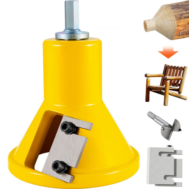 VEVOR pennenfrees Forstner boor 38 mm, 4-bladige pennenfrees Forstner bit pennenfreesset voor balkbedden, balustrades, balkenhekken, balkentafels etc. Forstner bitset geel