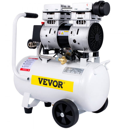 VEVOR Stille Compressor Tank 18 L Stille Luchtcompressor 850 W Draagbare Luchttank Gemaakt van Gelegeerd Staal met eén Druk Meter en 1440 RPM Rotatiesnelheid voor Huisreparatie, Bandenspanning, enz