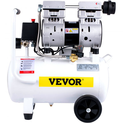 VEVOR Stille Compressor Tank 18 L Stille Luchtcompressor 850 W Draagbare Luchttank Gemaakt van Gelegeerd Staal met eén Druk Meter en 1440 RPM Rotatiesnelheid voor Huisreparatie, Bandenspanning, enz