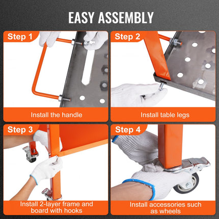 VEVOR Mobiele Lastafel 91.4x45.7cm Laswerkbank 544kg Laadvermogen Gatentafel 94 Gaten (φ1.6cm) Werkbank Koolstofstalen Werktafel Laskar met Wielen 4 Gereedschapssleuven
