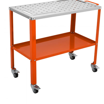 VEVOR Mobiele Lastafel 91.4x45.7cm Laswerkbank 544kg Laadvermogen Gatentafel 94 Gaten (φ1.6cm) Werkbank Koolstofstalen Werktafel Laskar met Wielen 4 Gereedschapssleuven