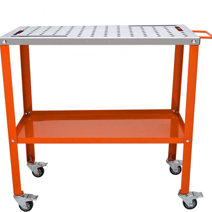 VEVOR Mobiele Lastafel 91.4x45.7cm Laswerkbank 544kg Laadvermogen Gatentafel 94 Gaten (φ1.6cm) Werkbank Koolstofstalen Werktafel Laskar met Wielen 4 Gereedschapssleuven