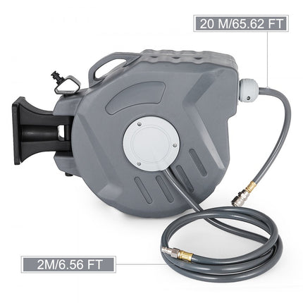 VEVOR Intrekbare Luchtslanghaspel 20 M Reel Pneumatisch Gereedschap Slangdiameter 9,5 mm Automatisch terugspoelen Draaibare Slanghaspel Pijpspiraal Kan Flexibel Muur Worden Geïnstalleerd 180° Roterend