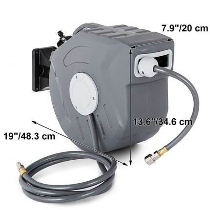 VEVOR Intrekbare Luchtslanghaspel 20 M Reel Pneumatisch Gereedschap Slangdiameter 9,5 mm Automatisch terugspoelen Draaibare Slanghaspel Pijpspiraal Kan Flexibel Muur Worden Geïnstalleerd 180° Roterend