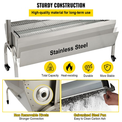 VEVOR Spit Roaster Rotisserie Lamsrotsserie 132lbs Laden 40W RVS voor BBQ Grill