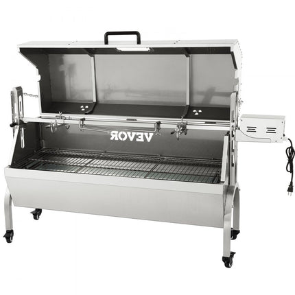 VEVOR Elektronische Lamsbraadmachine, 132 lbs Laden RVS BBQ Draaispit Rotisserie Kit, Braaddoos met 40 W Motor Verstelbare Hoogte Afsluitbare Zwenkwielen Baffle voor Buiten Kamperen Kampvuurbarbecue