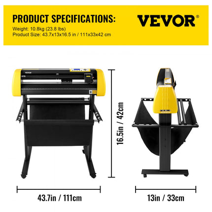 VEVOR 87 cm vinylsnijder/plotter tekensnijmachine Software 3 messen LCD