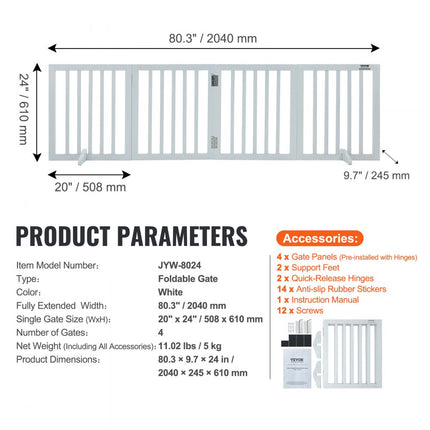 VEVOR Hondenhek Dierenhek Kinderhekje Opvouwbaar 508x610mm Dierbenodigdheden