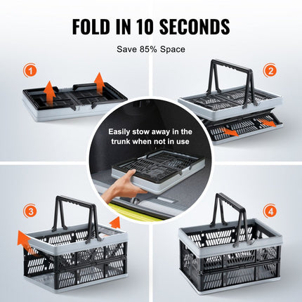 VEVOR Opvouwbare boodschappenmand Draagbare boodschappenmand 3-delig 25L handvat