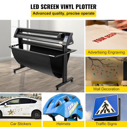 VEVOR Vinyl Snijplotter Vinylsnijder 1350mm Snijplotter Machine Led Vinyl Cutter Semi-automatisch Ingebouwd Optisch Oog Lasergeleiding Compatibel