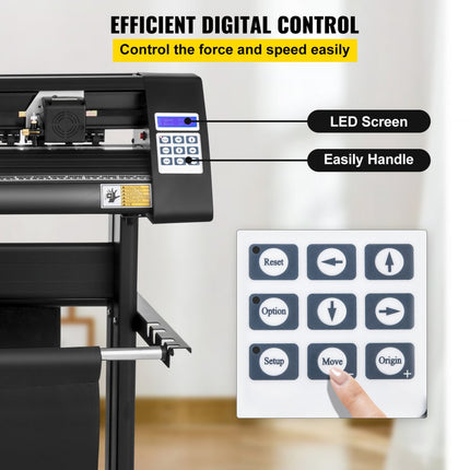VEVOR Vinyl Snijplotter Vinylsnijder 1350mm Snijplotter Machine Led Vinyl Cutter Semi-automatisch Ingebouwd Optisch Oog Lasergeleiding Compatibel