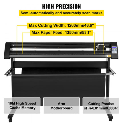 VEVOR Vinyl Snijplotter Vinylsnijder 1350mm Snijplotter Machine Led Vinyl Cutter Semi-automatisch Ingebouwd Optisch Oog Lasergeleiding Compatibel