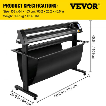 VEVOR Vinyl Snijplotter Vinylsnijder 1350mm Snijplotter Machine Led Vinyl Cutter Semi-automatisch Ingebouwd Optisch Oog Lasergeleiding Compatibel
