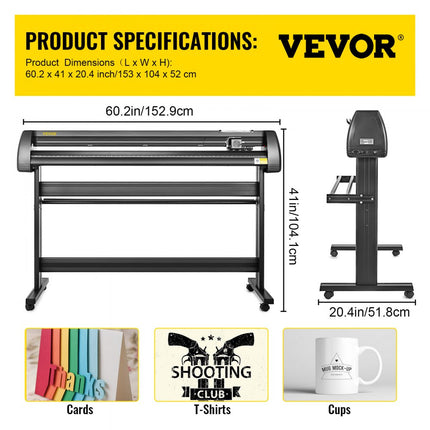 VEVOR Snijplotter Vinylsnijder Vinyl Cutter Plotter Cutting 53 Sign Maker Software Bundel Achtergrondverlichting Graphics