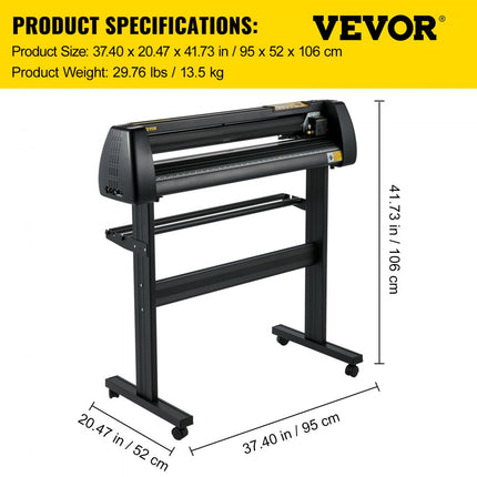 VEVOR vinylsnijmachine, 28" papierinvoer snijplotterpakket, vinylprinter met instelbare kracht en snelheid, LCD-scherm, Windows-compatibele bordmaakset met Signmas