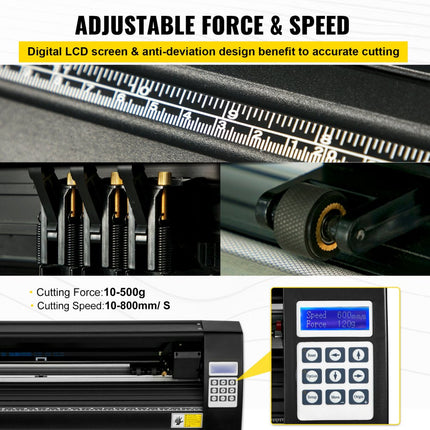 VEVOR Snijplotter Vinylsnijder Vinyl Cutter 720 mm folieplotter plotter vinyl snijplotter met Sign Master plotter foliesnijder zwart