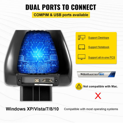 VEVOR 34-inch vinylsnijder/plotter tekensnijmachine Software 3 messen LCD-scherm