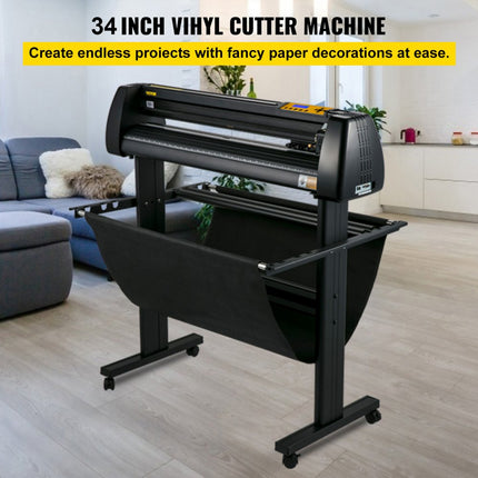 VEVOR vinylsnijder, 34-inch pakket vinylsnijmachine, handmatige vinylprinter, LCD-scherm, plottersnijder, bordsnijden met Signmaster-software voor ontwerpen en snijden, met accessoires,