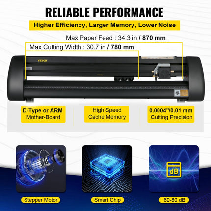 VEVOR vinylsnijder, 34-inch pakket vinylsnijmachine, handmatige vinylprinter, LCD-scherm, plottersnijder, bordsnijden met Signmaster-software voor ontwerpen en snijden, met accessoires,