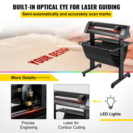 VEVOR Vinylsnijder Vinyl Cutter Vinyl Snijplotter Snijplotter Machine 870mm Led Gidslicht Signcut Software