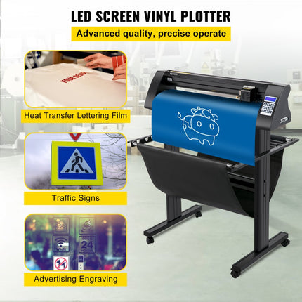 VEVOR Vinyl Snijplotter 720mm Snijplotter Vinylsnijder LEDscherm Vinyl Cutter  Semi-automatisch Ingebouwd Optisch Oog Lasergeleiding Compatibel