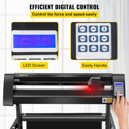 VEVOR Vinyl Snijplotter 720mm Snijplotter Vinylsnijder LEDscherm Vinyl Cutter  Semi-automatisch Ingebouwd Optisch Oog Lasergeleiding Compatibel