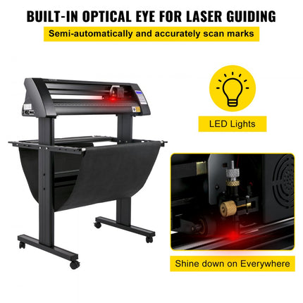 VEVOR Vinyl Snijplotter 720mm Snijplotter Vinylsnijder LEDscherm Vinyl Cutter  Semi-automatisch Ingebouwd Optisch Oog Lasergeleiding Compatibel