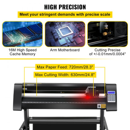 VEVOR Vinyl Snijplotter 720mm Snijplotter Vinylsnijder LEDscherm Vinyl Cutter  Semi-automatisch Ingebouwd Optisch Oog Lasergeleiding Compatibel