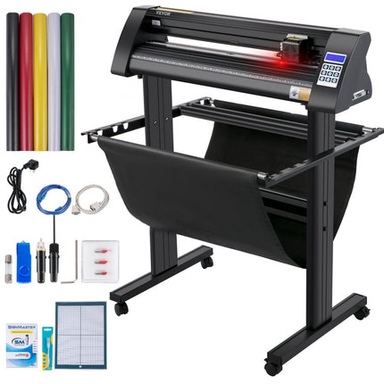 VEVOR Vinyl Snijplotter 720mm Snijplotter Vinylsnijder LEDscherm Vinyl Cutter  Semi-automatisch Ingebouwd Optisch Oog Lasergeleiding Compatibel