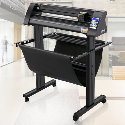 VEVOR Vinyl Snijplotter 870mm Snijplotter Vinylsnijder LEDscherm Vinyl Cutter Semi-automatisch Ingebouwd Optisch Oog Lasergeleiding Compatibel