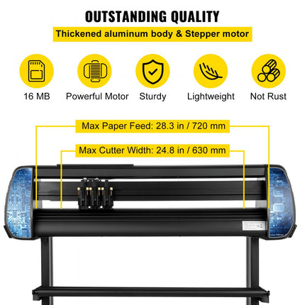 VEVOR Slogan Snijplotter 95 x 52 x 106 cm Vinylsnijder Vinyl Cutter 720 mm Vinyl Printer Snijmachine met Led Digitaal Paneel USB- en COM-interface