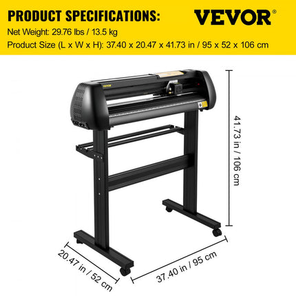 VEVOR Slogan Snijplotter 95 x 52 x 106 cm Vinylsnijder Vinyl Cutter 720 mm Vinyl Printer Snijmachine met Led Digitaal Paneel USB- en COM-interface
