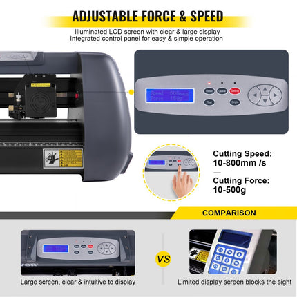 VEVOR Slogan Snijplotter 58,42 x 24,13 x 15,24 cm Vinylsnijder Van Vinyl 375 mm Vinyl Printer Snijmachine Ideaal Voor Het Snijden Van Sticker-En