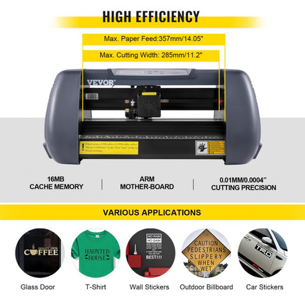 VEVOR Slogan Snijplotter 58,42 x 24,13 x 15,24 cm Vinylsnijder Van Vinyl 375 mm Vinyl Printer Snijmachine Ideaal Voor Het Snijden Van Sticker-En