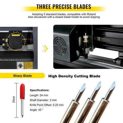 VEVOR Slogan Snijplotter 58,42 x 24,13 x 15,24 cm Vinylsnijder Van Vinyl 375 mm Vinyl Printer Snijmachine Ideaal Voor Het Snijden Van Sticker-En