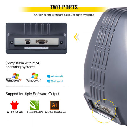 VEVOR Slogan Snijplotter 58,42 x 24,13 x 15,24 cm Vinylsnijder Van Vinyl 375 mm Vinyl Printer Snijmachine Ideaal Voor Het Snijden Van Sticker-En