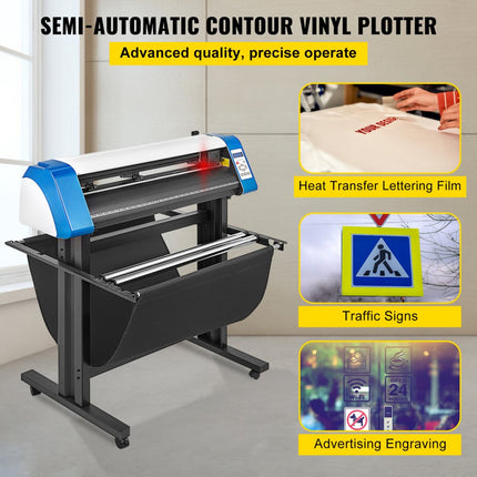 VEVOR vinylsnijmachine plottermachine, 87 cm vinylsnijder, halfautomatische doe-het-zelf vinylprintersnijmachine, handmatig positioneren van borden snijden met vloerstandaard Signmaster-software