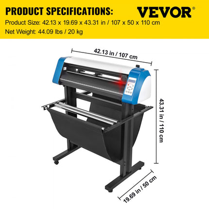 VEVOR vinylsnijmachine plottermachine, 87 cm vinylsnijder, halfautomatische doe-het-zelf vinylprintersnijmachine, handmatig positioneren van borden snijden met vloerstandaard Signmaster-software