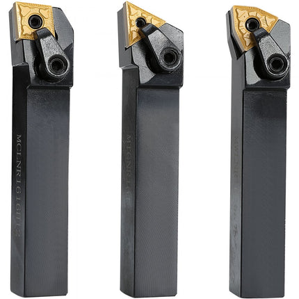 VEVOR 3-delige wisselplaathouder 5/8" CNC zware metalen draaigereedschappen met vertinde hardmetalen wisselplaten aluminium behuizing voor draaien groefsteken tappen