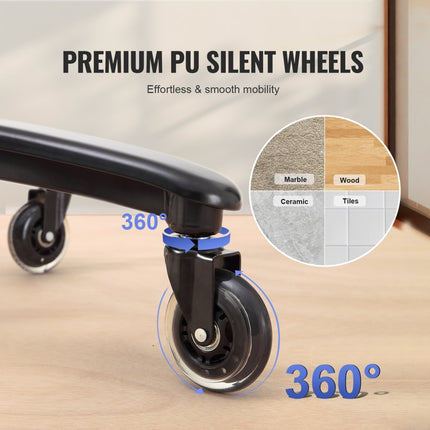 VEVOR bureaustoel PU leer zwart directiestoel met in hoogte verstelbare rugleuning 0-80 mm, bureaudraaistoel, draagvermogen 181,43 kg, directiestoel bureaustoel 770 x 600 mm rugleuning draaistoel