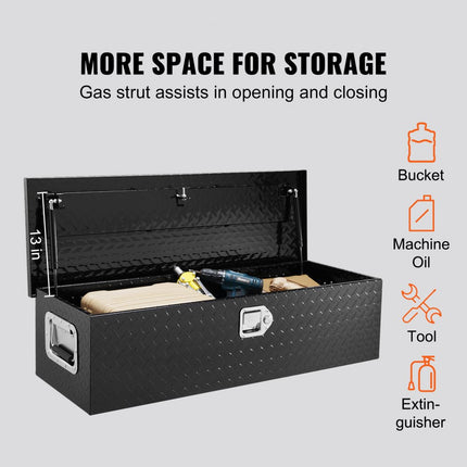 VEVOR 990 x 330 x 254 mm gereedschapskist voor vrachtwagenbed, afsluitbaar 83 l vrachtwagenkist gereedschapskist opslag gereedschapskist, 39 kg draagvermogen gereedschapskist organizer voor camper, auto zwart