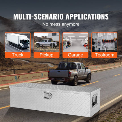 VEVOR 990 x 330 x 254 mm gereedschapskist voor vrachtwagenbed, afsluitbare 83 l vrachtwagenkist gereedschapskist opbergruimte gereedschapskist, 39 kg draagvermogen gereedschapskist organizer voor camper, auto etc.